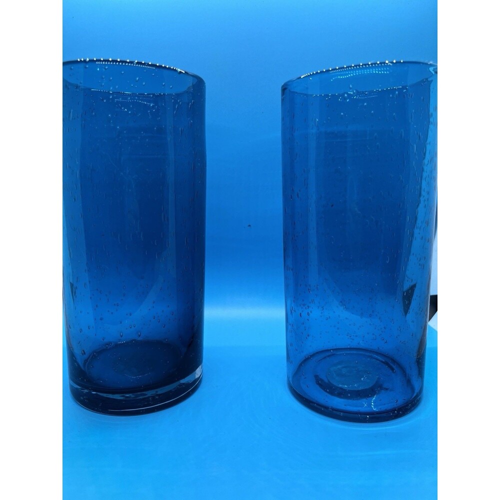 Set Of 2 Vases tall heavy 2014 Target blue 8 1/2:" high bubbles cylinder